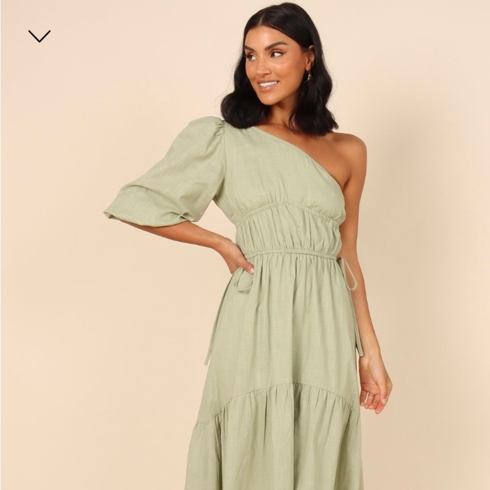 Petal and Pup, worn once, one shoulder linen material dress
